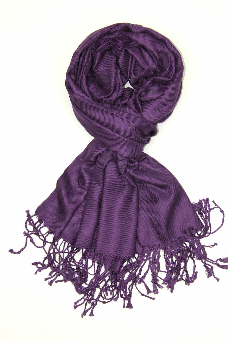 achillea large soft silky pashmina shawl plum purple