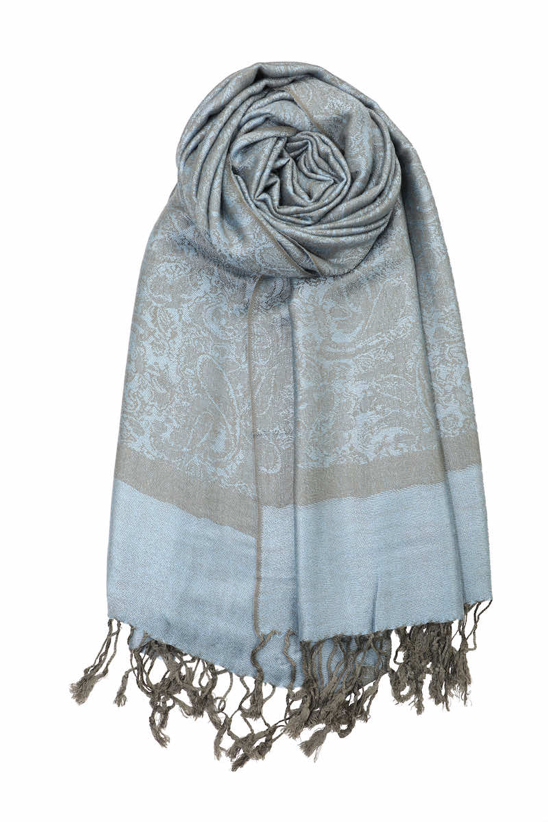 Achillea Powder Blue Jacquard Pashmina Scarf