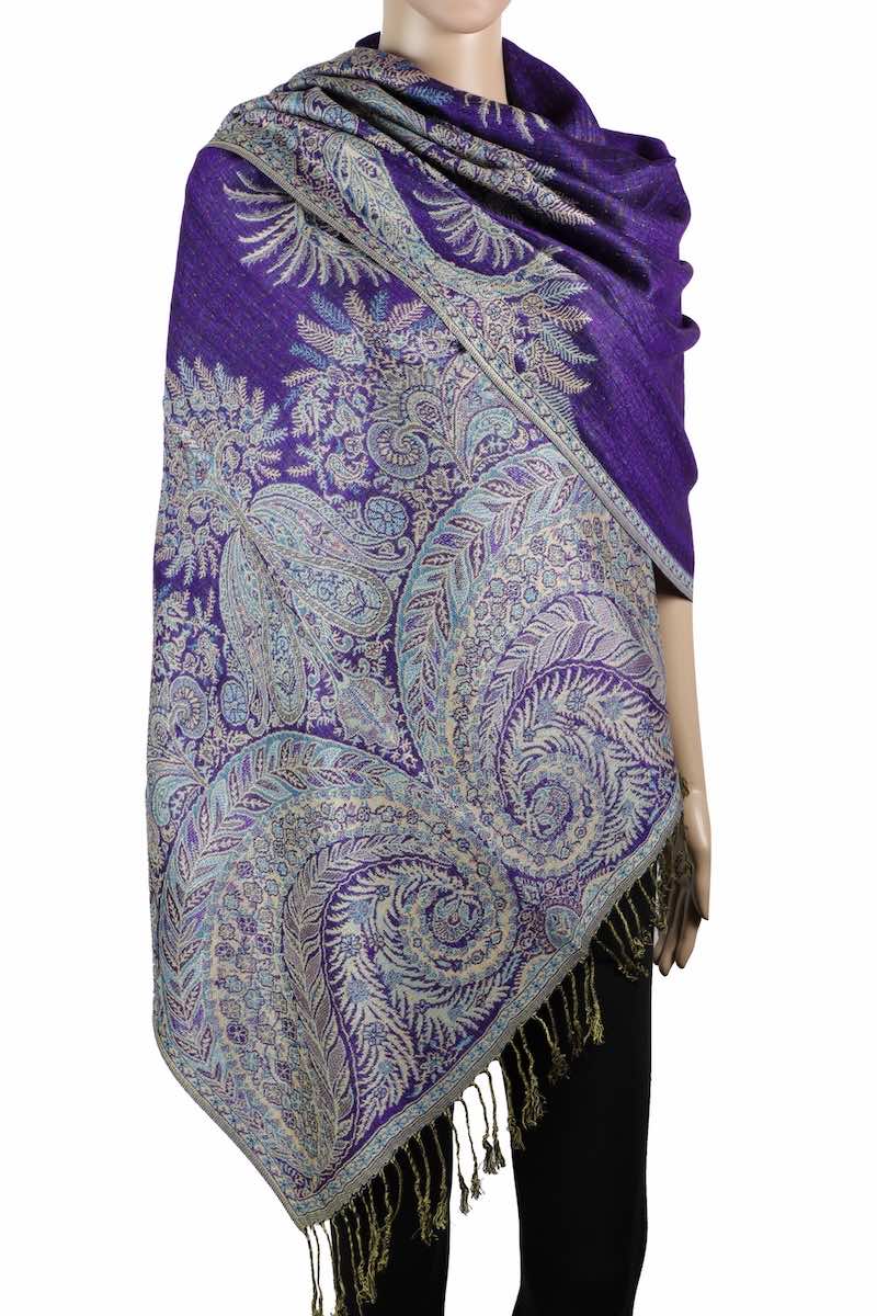 achillea big paisley pashmina shawl purple