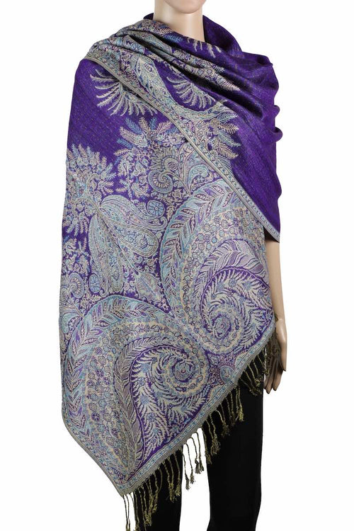 Achillea Purple Big Paisley Pashmina