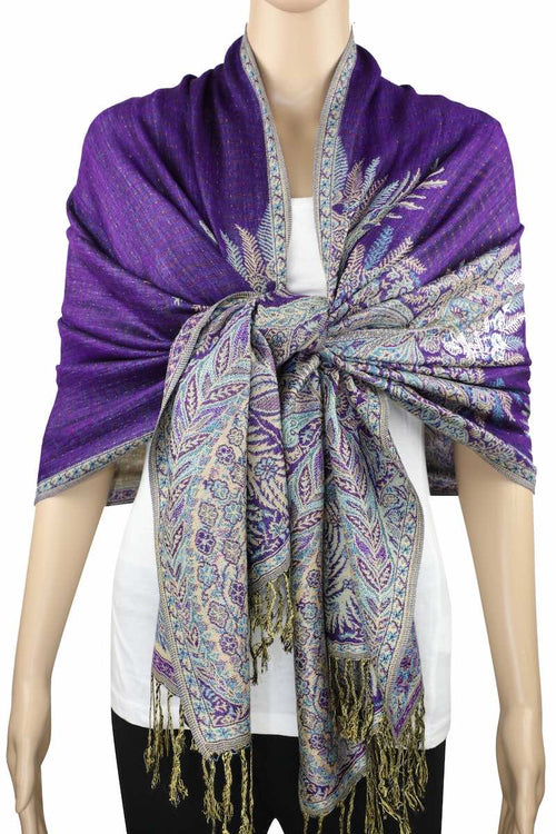 Achillea Purple Big Paisley Pashmina