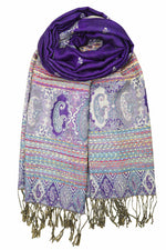 achillea bohemian ethnic pashmina scarf purple