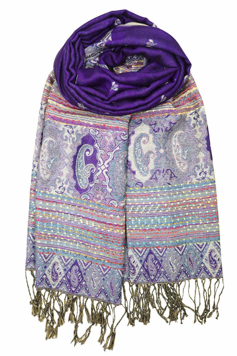 Achillea Purple Bohemian Pashmina Shawl