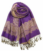 achillea paisley border pashmina shawl purple