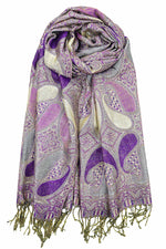 Achillea Purple Metallic Paisley Pashmina