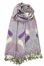 Achillea Purple Multi Color Paisley Pashmina