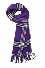 Achillea Scottish Tartan Plaid Cashmere Feel Scarf Purple Plaid