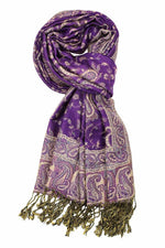 Achillea Purple Reversible Paisley Pashmina