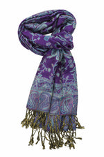 Achillea Purple Turquoise Reversible Paisley Pashmina