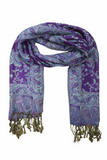 Achillea Purple Turquoise Reversible Paisley Pashmina