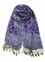 Achillea Purple Turquoise Reversible Paisley Pashmina