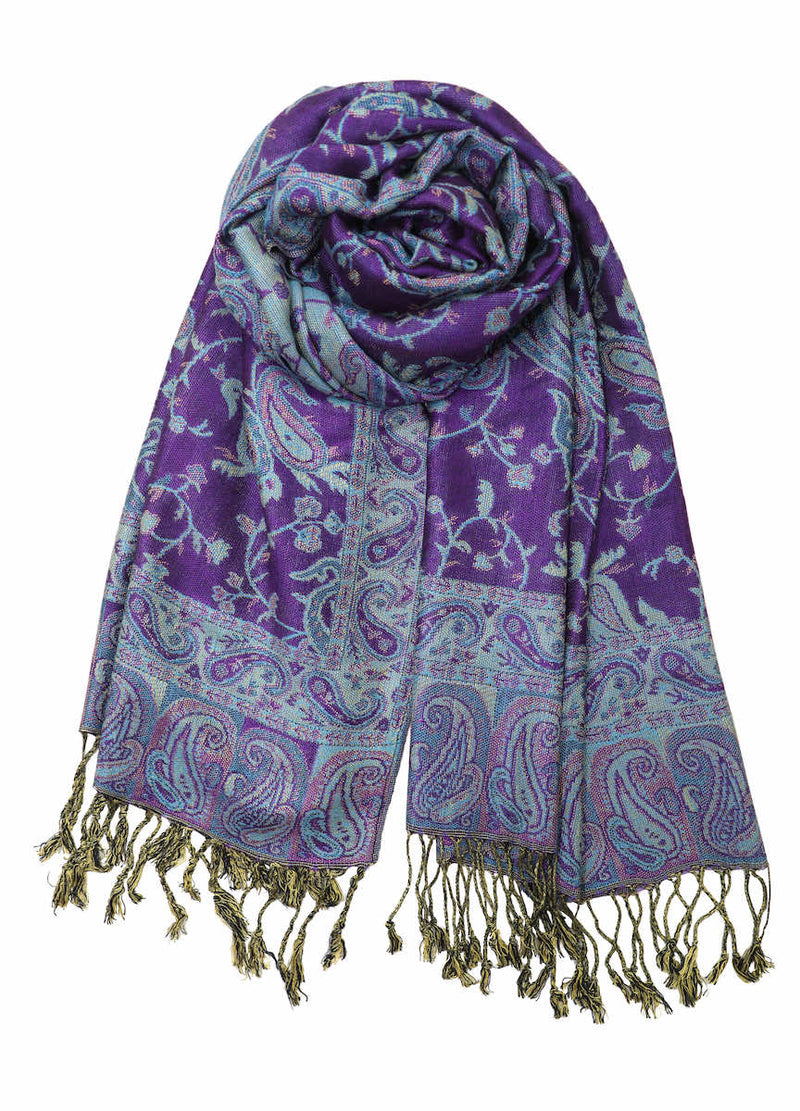 achillea reversible pashmina shawl purple turquoise