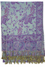 Achillea Purple Turquoise Reversible Paisley Pashmina