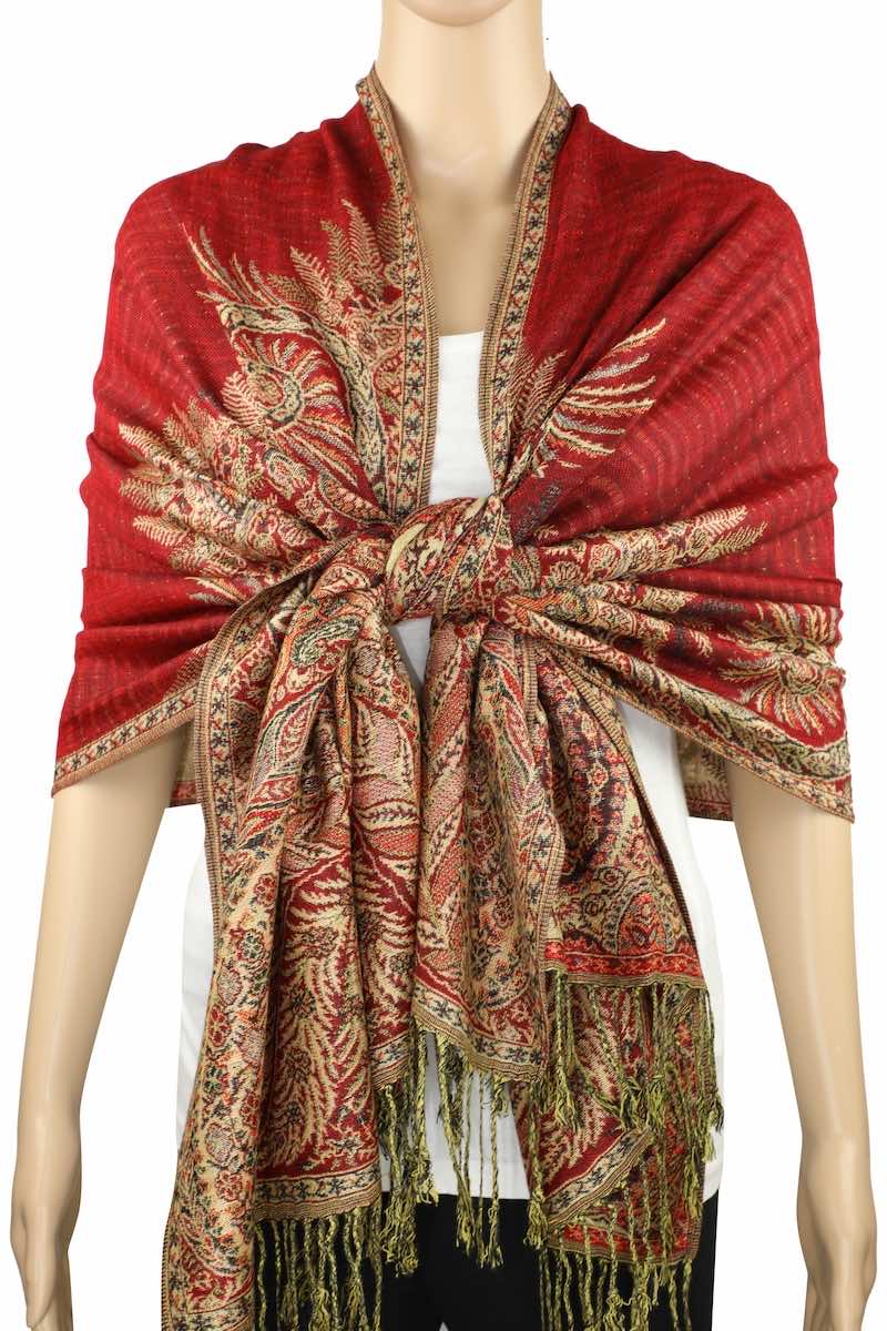 Achillea Red Big Paisley Pashmina