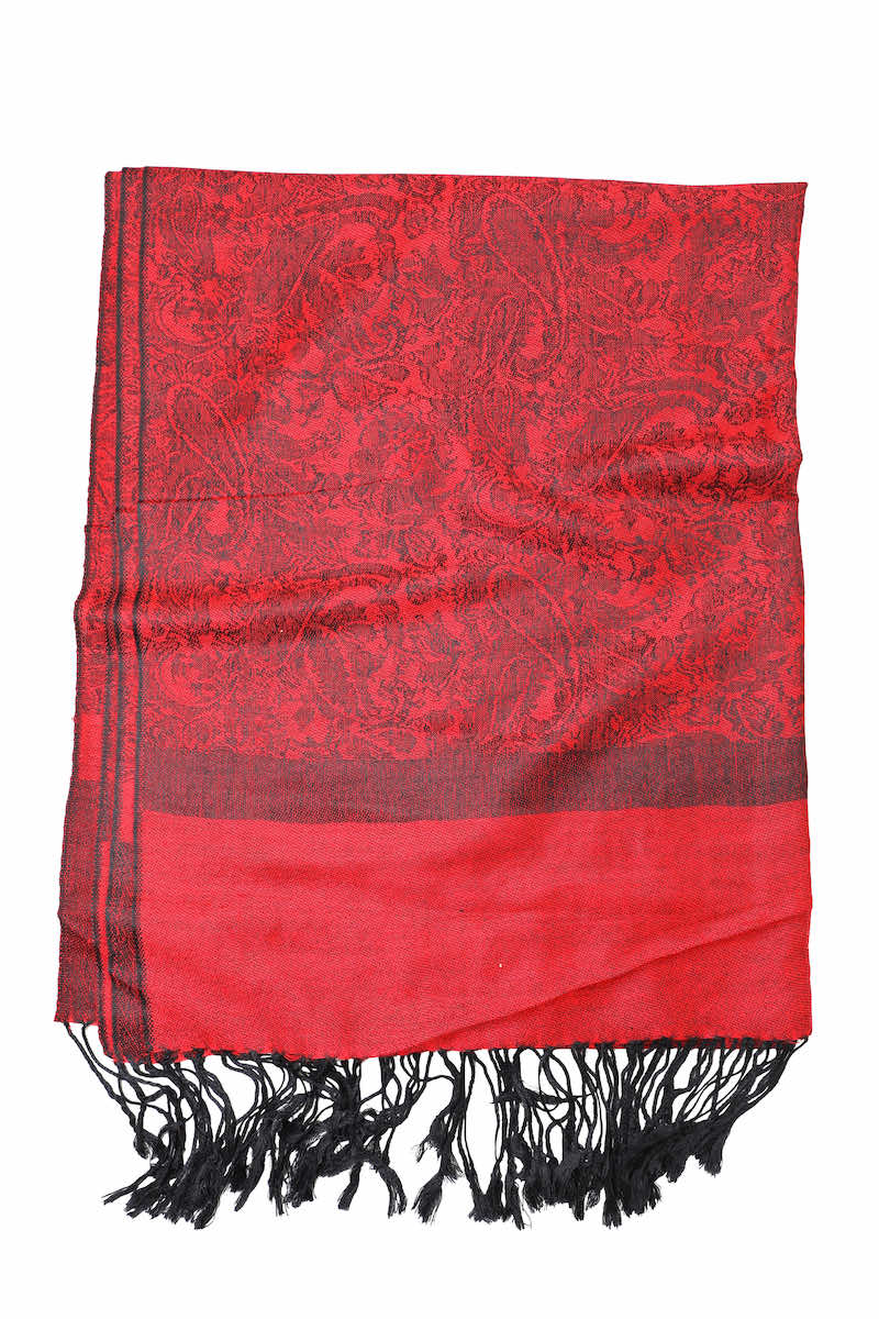 Achillea Red Black Jacquard Pashmina Scarf