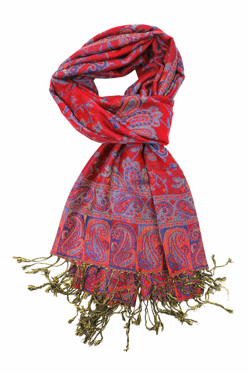 achillea reversible pashmina shawl red blue