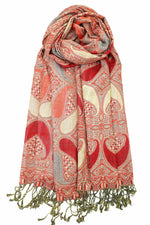 achillea multi color paisley pashmina scarf red