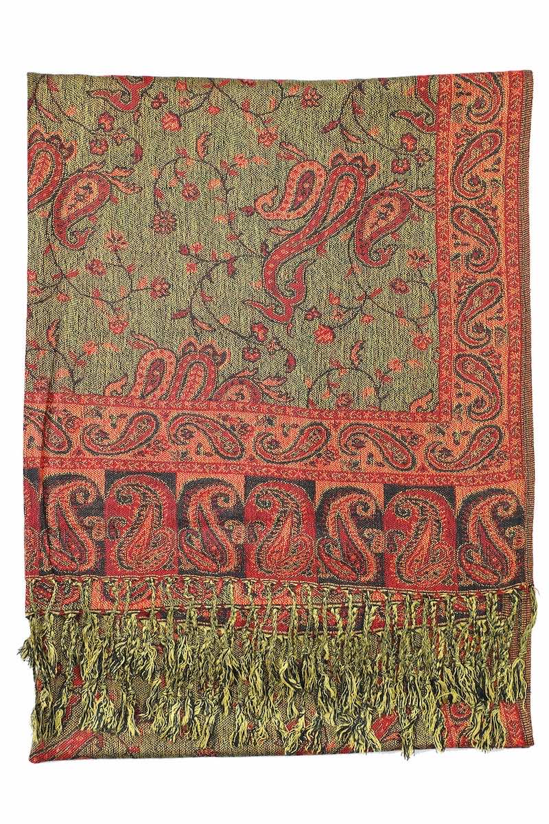 Achillea Red Reversible Paisley Pashmina