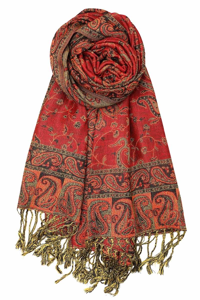 achillea reversible pashmina shawl red