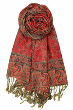 Achillea Red Reversible Paisley Pashmina