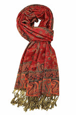 Achillea Red Reversible Paisley Pashmina