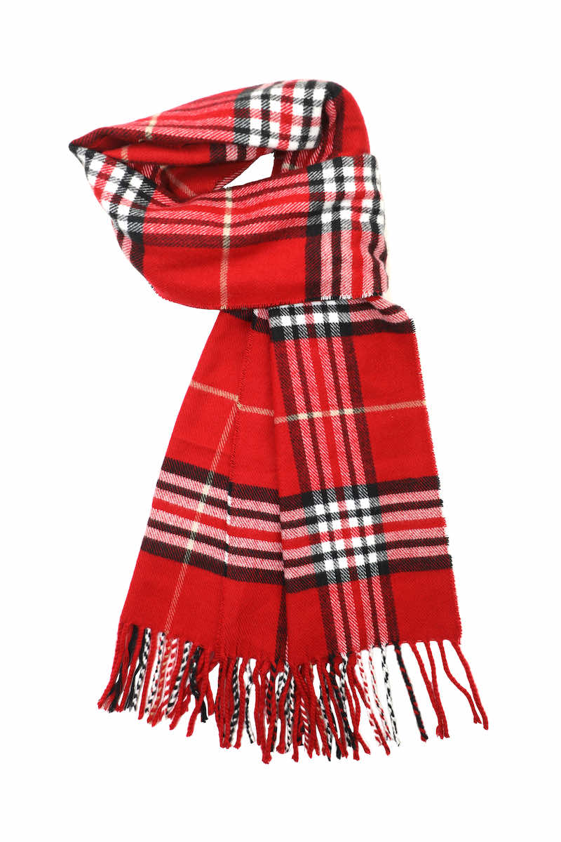 Achillea Scottish Tartan Plaid Cashmere Feel Scarf Red Tartan