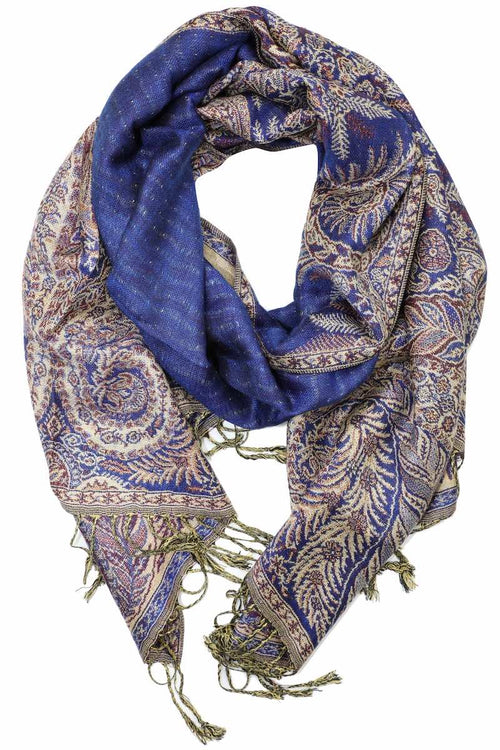 Achillea Royal Blue Big Paisley Pashmina