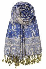 achillea reversible pashmina shawl royal blue