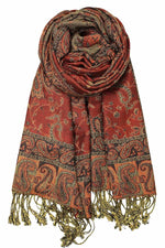 achillea reversible pashmina shawl rust red