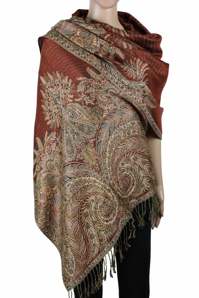 Achillea Saddle Brown Big Paisley Pashmina