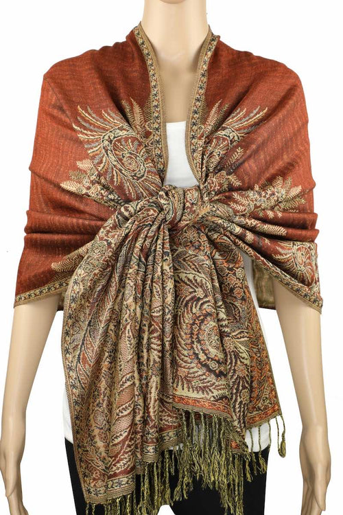 Achillea Saddle Brown Big Paisley Pashmina