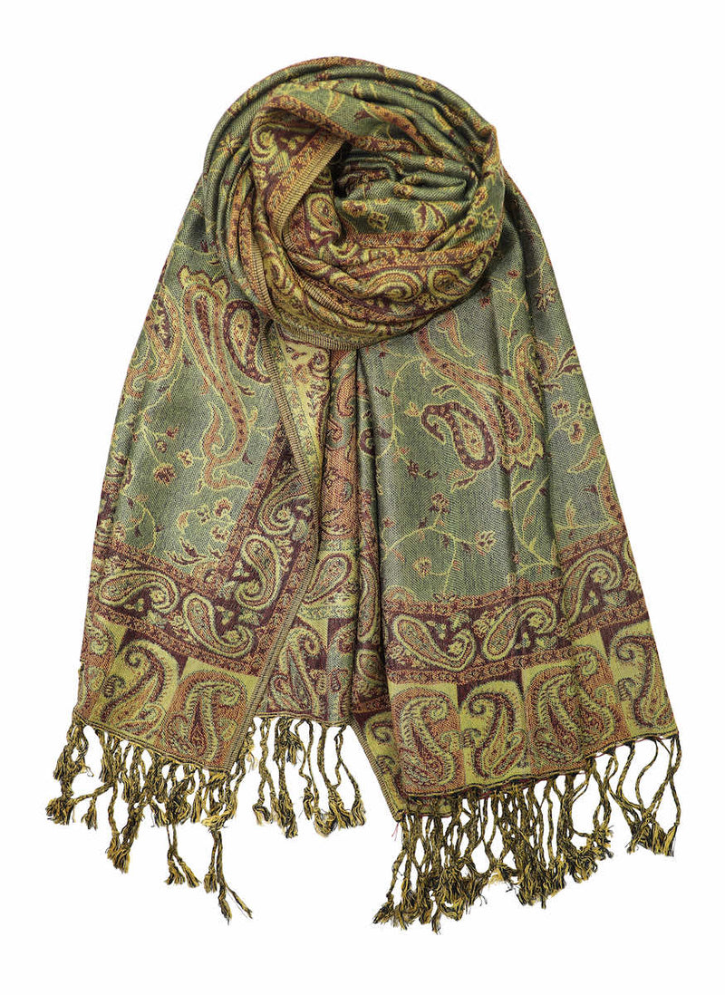 Achillea Sage Green Reversible Paisley Pashmina