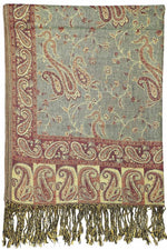 Achillea Sage Green Reversible Paisley Pashmina