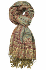 Achillea Sage Green Reversible Paisley Pashmina