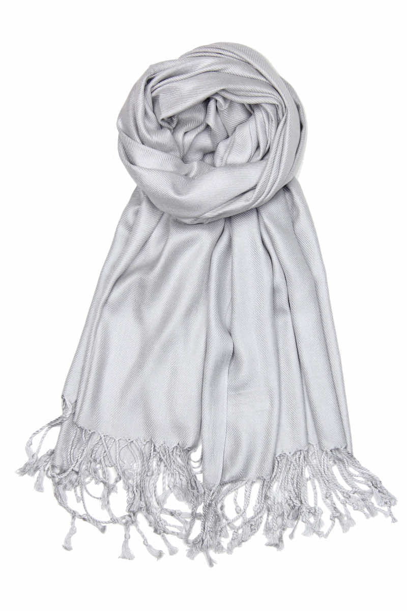 achillea solid pashmina scarf silver grey