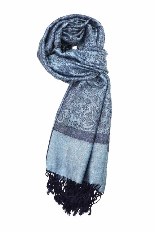 Achillea Steel Blue Jacquard Pashmina Scarf