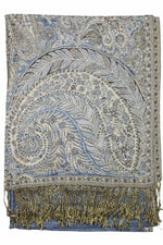 Achillea Steel Blue Big Paisley Pashmina