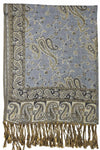 Achillea Steel Blue Reversible Paisley Pashmina