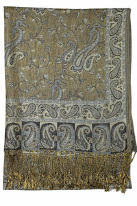Achillea Steel Blue Reversible Paisley Pashmina