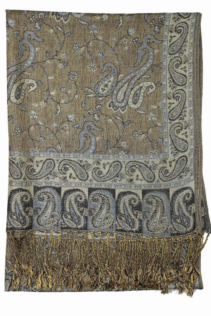 Achillea Steel Blue Reversible Paisley Pashmina