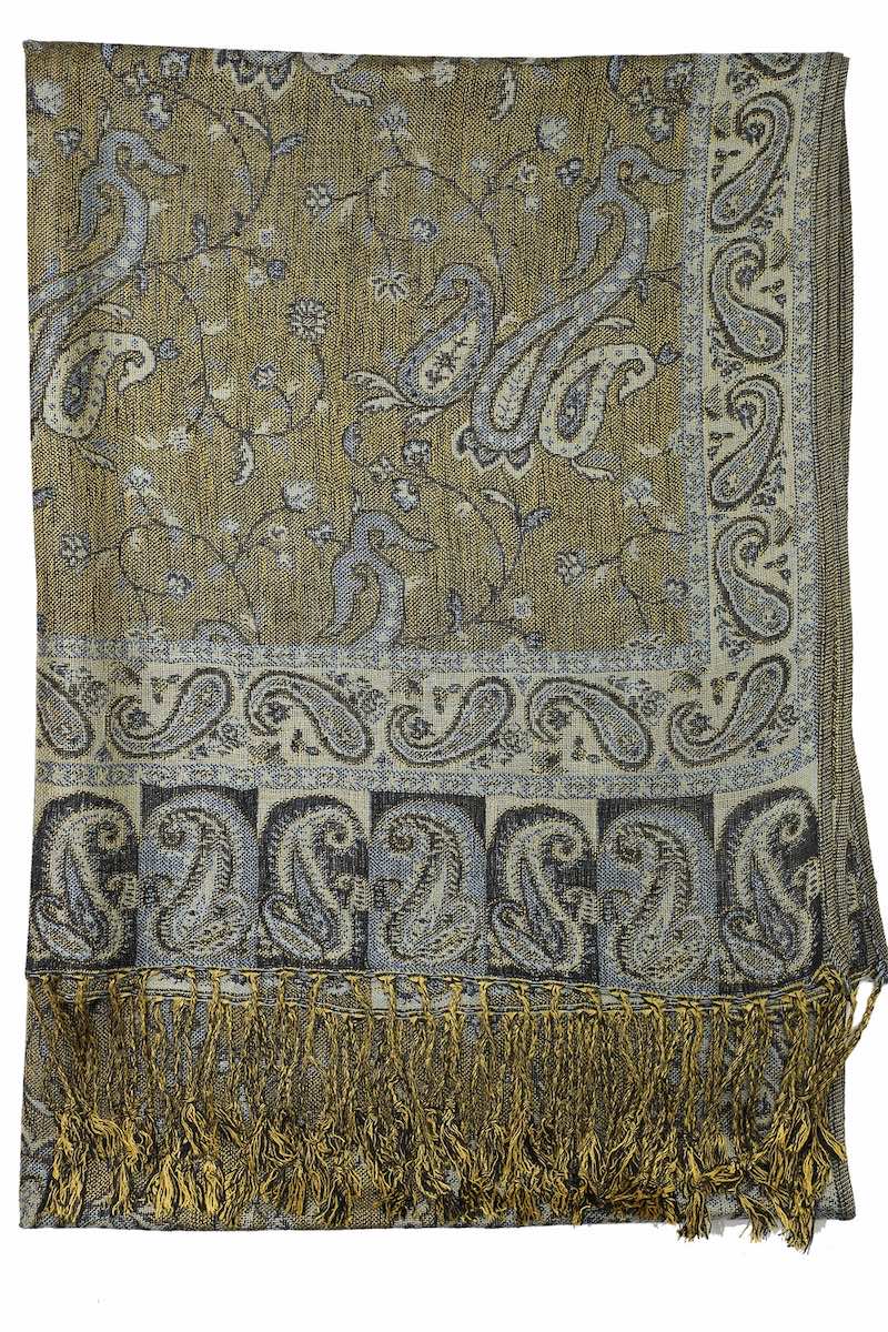 Achillea Steel Blue Reversible Paisley Pashmina