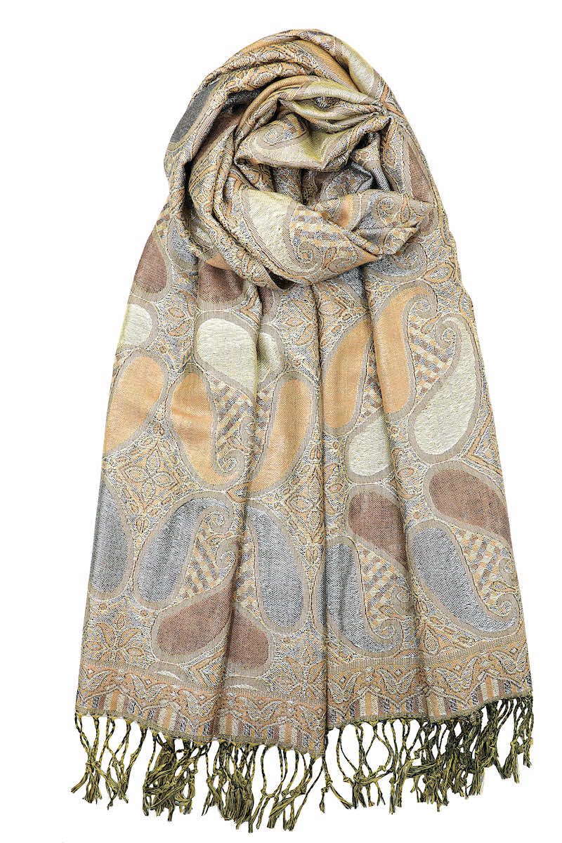 achillea metallic pashmina shawl tan