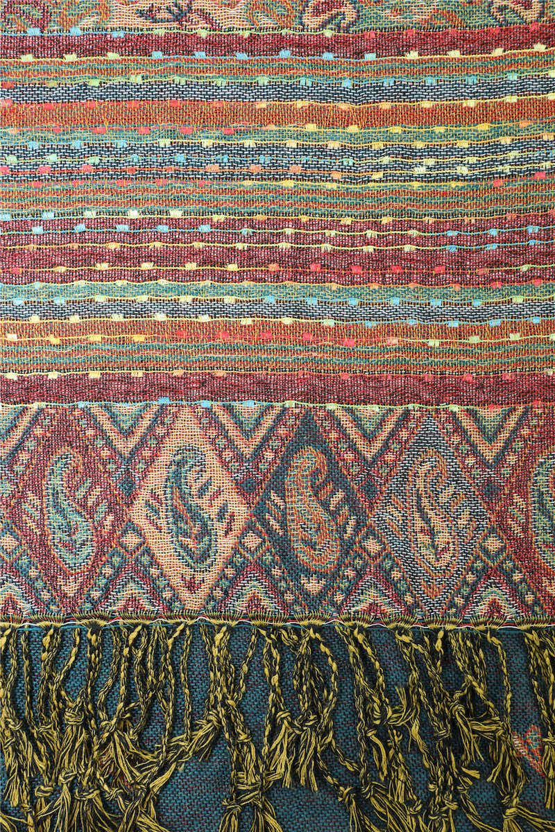 Achillea Teal Bohemian Pashmina Shawl