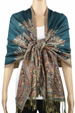 Achillea Teal Big Paisley Pashmina