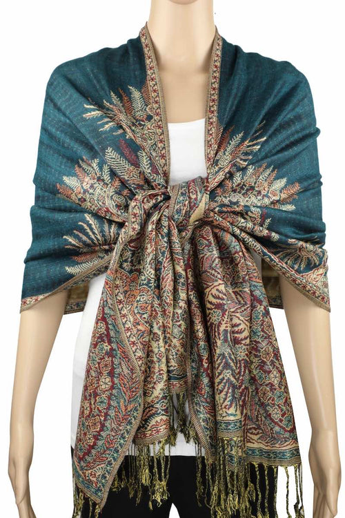 Achillea Teal Big Paisley Pashmina