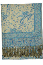 Achillea Teal 2 Reversible Paisley Pashmina