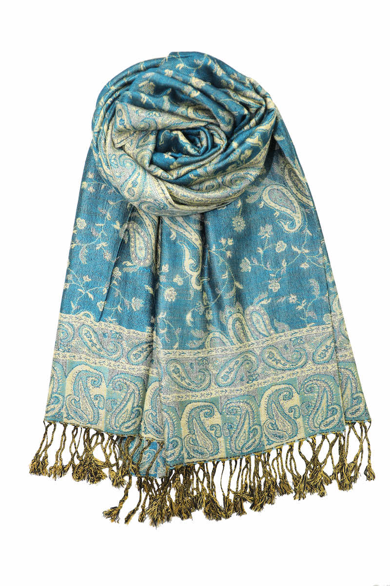 achillea reversible pashmina shawl teal 2