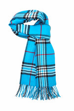 Achillea Scottish Tartan Plaid Cashmere Feel Scarf Turquoise