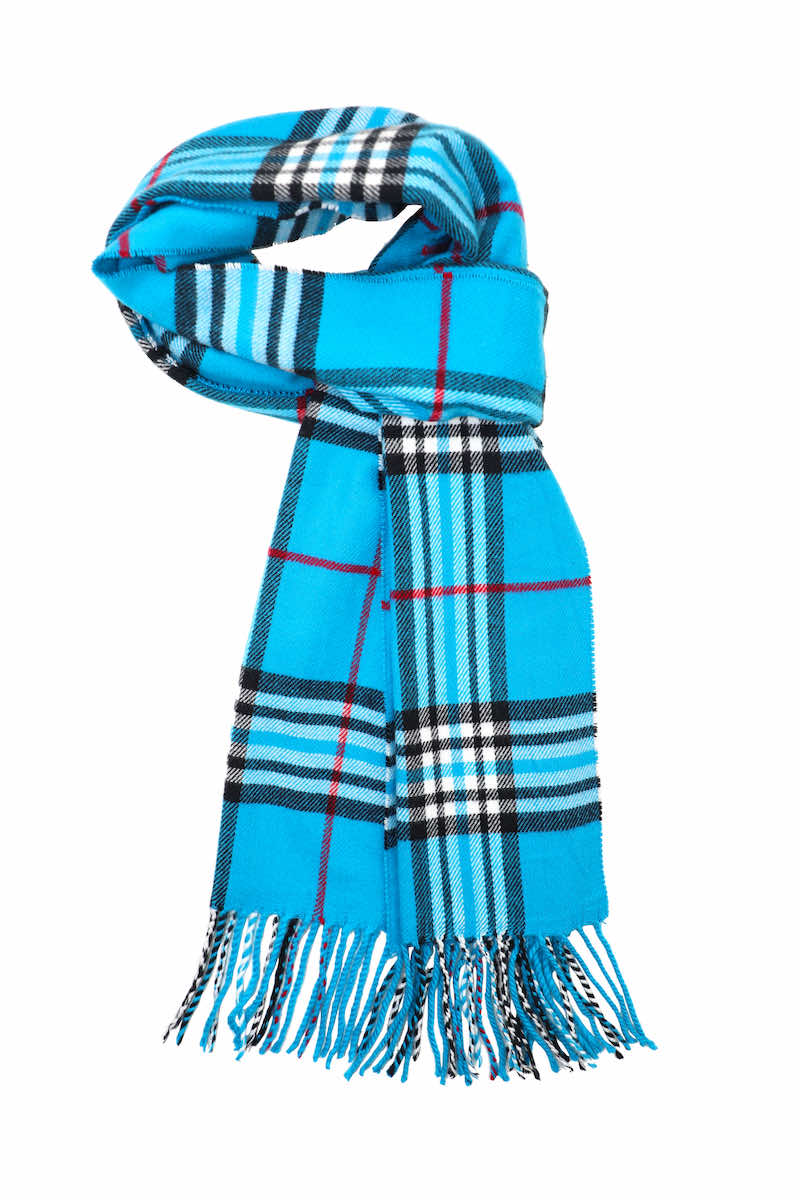 Achillea Scottish Tartan Plaid Cashmere Feel Scarf Turquoise