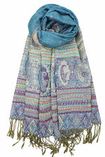 achillea bohemian ethnic pashmina scarf turquoise